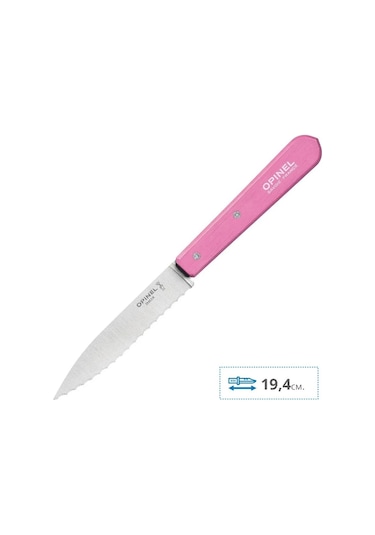 Opinel Essential  No:113 Paslanmaz Çelik Tırtıklı Soyma Bıçağı Pembe