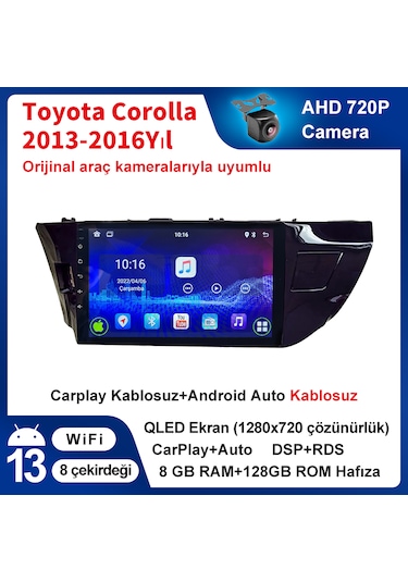 Toyota Corolla 2013-2016 Yıl Multimedya 8-128 Gb Navigasyon