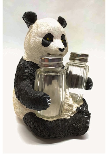 Sevimli Panda Tasarım Dekoratif Büyük Tuzluk Biblo Renkli