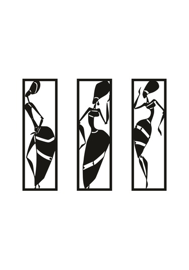 Afrikan Kadın 3'lü 3d Duvar Dekoru - Şık Ve Minimalist Tasarım 20cm