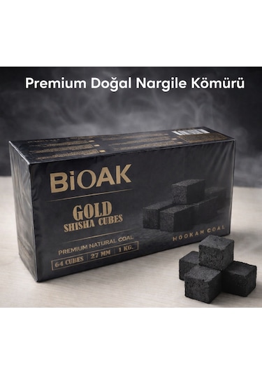 Bioak Gold Shisha Cubes Nargile Kömürü 1 Kg - 27 Mm