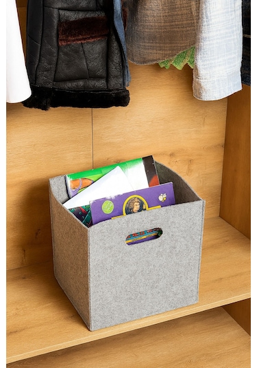 Çok Amaçlı Kullanım Keçe Organizer Dolap İçi Düzenleyici Saklama Kutusu Gri