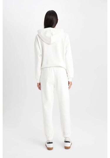 Defacto Beli Paçası Lastikli Bağcıklı Cepli Kalın Jogger Eşofman Altı V2700AZ24WNER105 Ekru