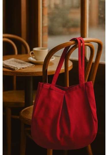 Yunusoğlu Home Bordo Çok Amaçlı Premium Oversize Noktalı Orta Boy Kanvas Kadın El Ve Omuz Çantası Bordo Noktalı