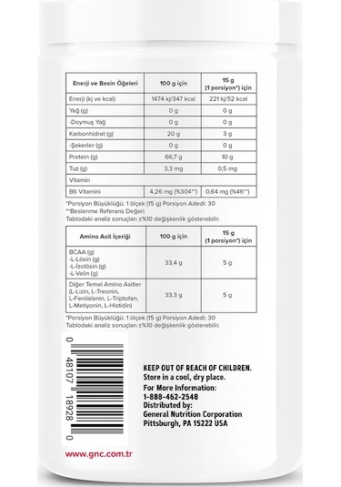 Gnc Pro - Essential Amino Complete 450 G 30 Servis Aromasız