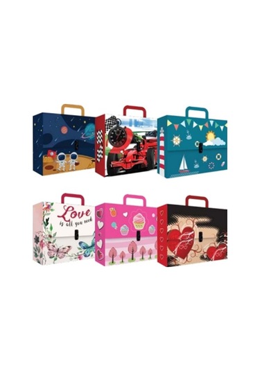 Noki Desenli Saplı Kutu Klasör - 1 Adet