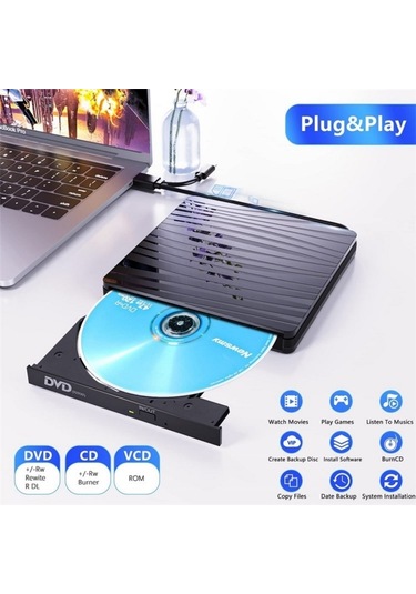 Sones Bt689 Taşınabilir Dvd Yazıcı Harici Optik Sürücü Cd Çalar Win10 Usb Optik Sürücü Kaydedici