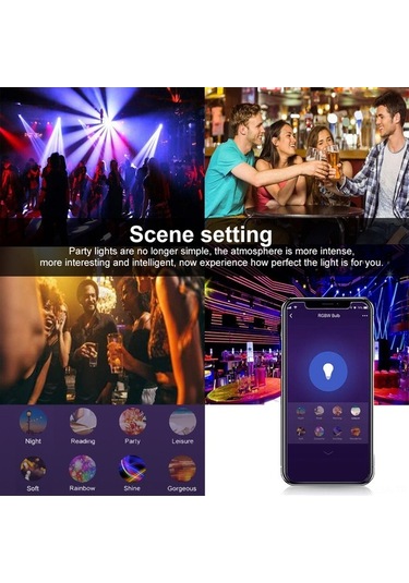 Didadodo Sesle Kontrolü Akıllı Ampul: Google Home & Echo Uyumlu, 16 Milyon Renk, Zamanlayıcı, Enerji Tasarrufu Çok Renkli Çok Renkli