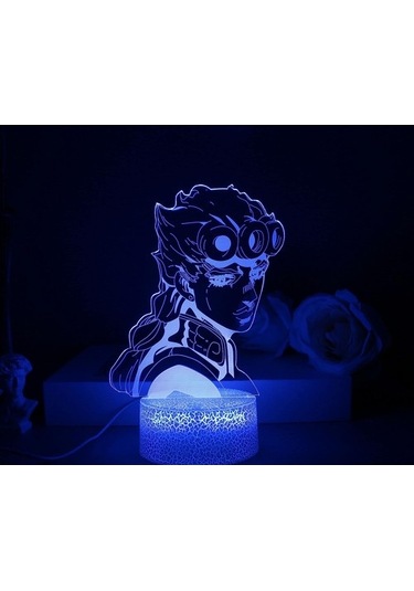 Szypzstore Jojo Tuhaf Macera Anime Figürü Hayranları Için 3d Gece Lambası-optik Illüzyon Işıkları Uzaktan Kumanda İle 16 Renk Değişimi Çocuklar Için Led Lamba Noel Oyuncak Hediyesi 2x2k0f Siyah