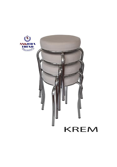 Tabure (Krom Ayaklı) (4 Adet) - Mutfak Balkon Taburesi