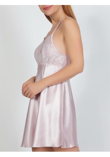 Nbb 3299 Dantel-Saten Askılı Gecelik (424314028) Pudra