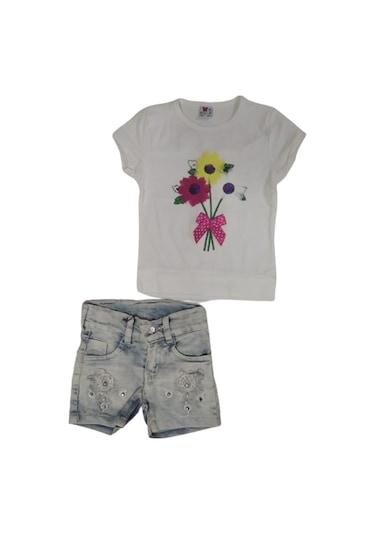 Kız Bebek Alt Üst Takım Beyaz Önü Pullu Beyaz