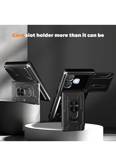 Oppo A5 Pro Pc Kılıfı + Tpu Destekli Telefon Arka Kapağı Ve Kamera Kaydırıcısı - Siyah Siyah