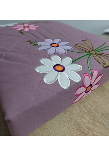 Fulya Çift Kişilik Nakışlı 4 Mevsim Kapitone Nevresim Seti Leylak