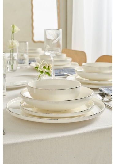 Karaca  Red Carpet Collection Stream Bone Merope 53 Parça 12 Kişilik Yemek Takımı Platin