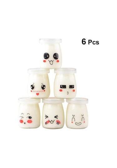 6 Adet Sevimli Küçük Cam Yoğurt Kavanoz Kapakları Ile Bebek Gıda Kavanozları Puding Bal Düğün Düğün Duş Şeker & Amp İçin Bal Kavanoz Yedek Cam Kavanoz Krema Tencere 4 Izgara