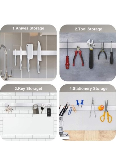 Pazly 20 İnç Paslanmaz Çelik Manyetik Bıçak Şeridi, Duvara Monte Mutfak Bıçakları Barı Gümüş