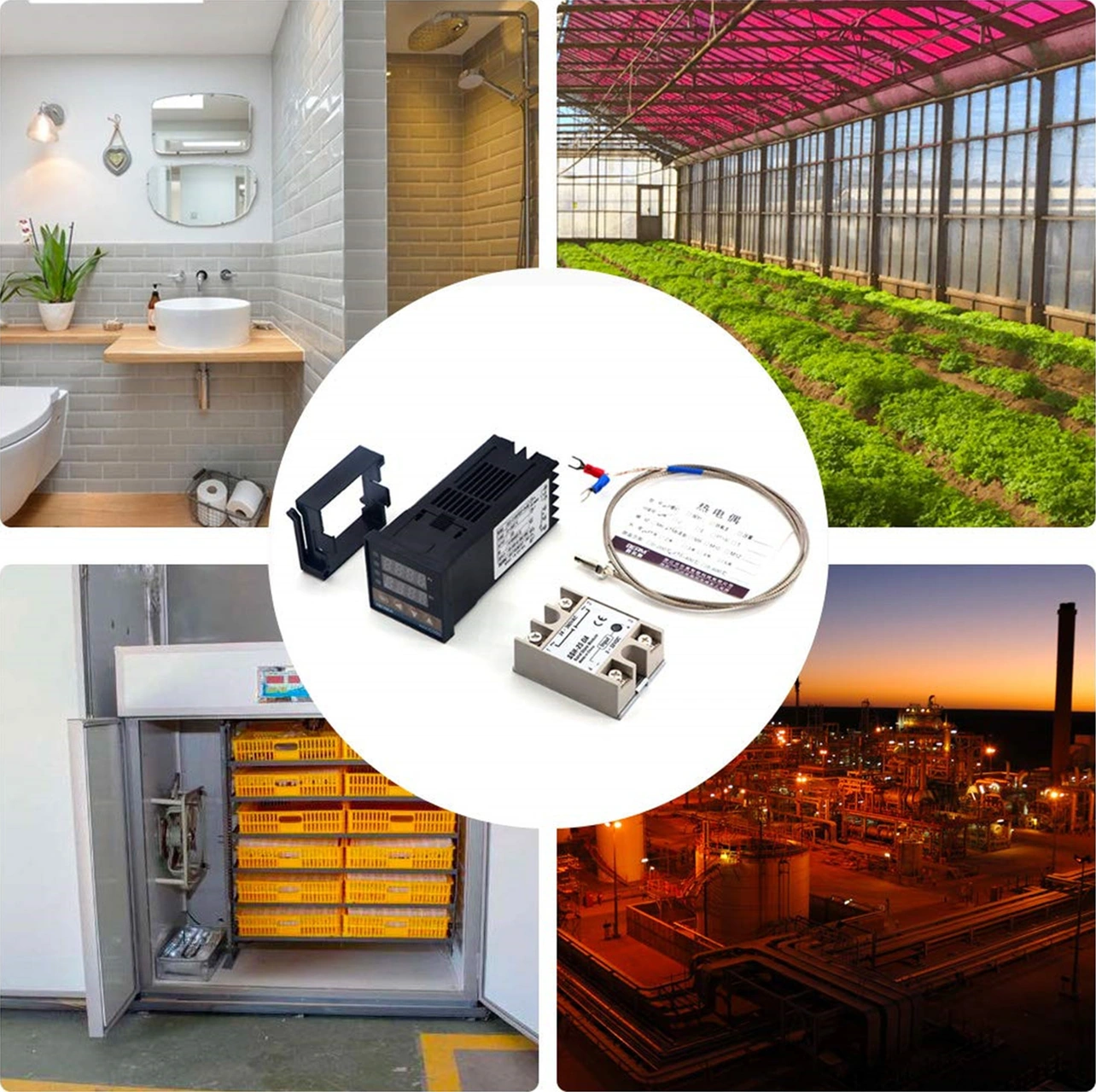 Mufunye Pıd Sıcaklık Kontrolör Seti: Rex-c100 + Ssr-25da + M6 1m Termokablo - Akıllı Kontrol, Sayısal Gösterge, Çift Ekran 0-400 C