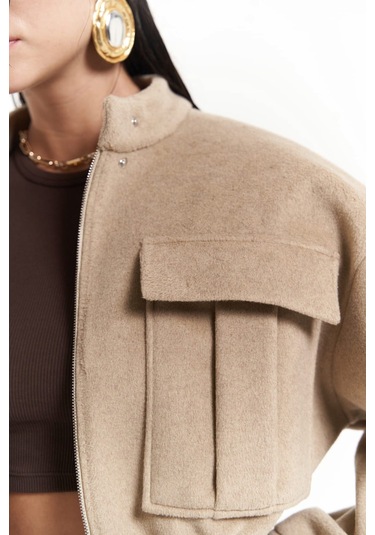 Tenby Taupe Crop Ceket-etek Takım Taupe