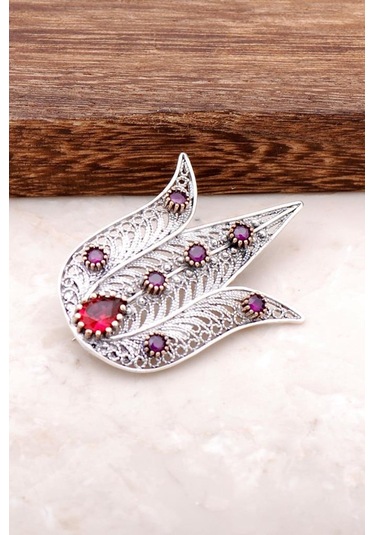 Lale Tasarımlı Telkari İşlemeli Gümüş Broş 318