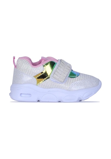 Skuaıter 6800 Cansın Bebe Simli Kız Çocuk Spor Ayakkabı Beyaz