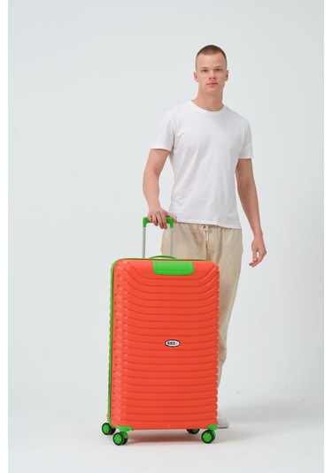 Keo-plus Turuncu-yeşil Büyük Boy Silikon Pp Kırılmaz Valiz Turuncu - Yeşil