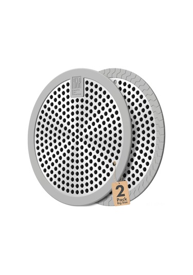 Geeroyoo Banyo Tıkanıklığı Önleyici Saç Toplayıcı, Paslanmaz Çelik, Kaymaz Silikon Kenar, 2 Adet, 11.5 Cm Gri