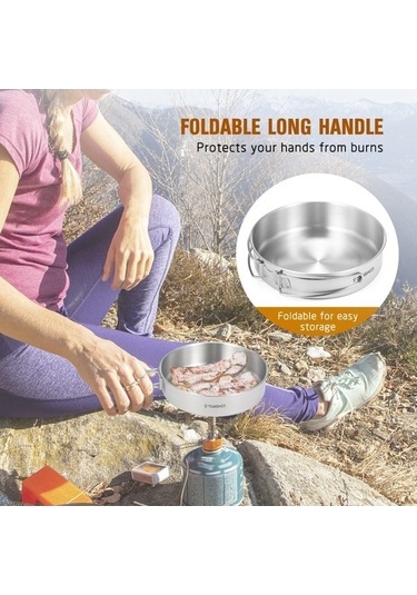 Ulzyvf Kamp Tava Tencere Taşıma Seti Paslanmaz Katlanır Gümüş File Çelik Çanta 2'li Gümüş Gümüş