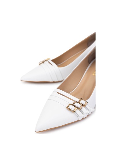 Tamer Tanca Kadın Hakiki Deri Kırık Beyaz Topuklu Ayakkabı 1160 26553 Bn Ayk Sk25-26 Off Whıte Dr Beyaz