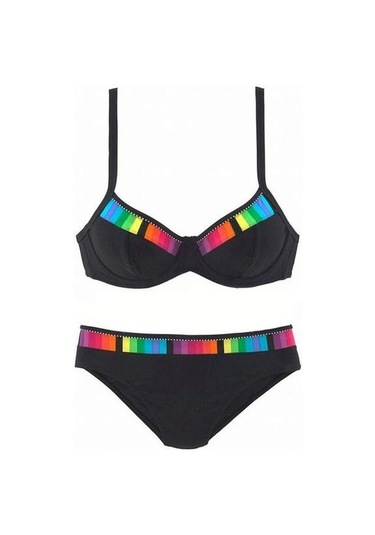 Novahub Yeni Yaz Kadın Bikini Seti Colorblock Yüksek Bel Rahat Mayo Mavi Beachwear Kadın İç Giyim Mavi