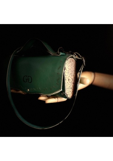 Hakiki Deri, El Yapımı Bayan Çanta, Bayan Cüzdan Larissa V29 Yeşil