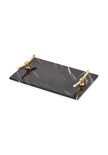 Dikdörtgen Mermer Tepsi Siyah