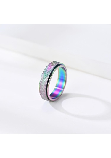 Gümüş Titanyum Çelik Yüzükler Erkekler İçin Buzlu Dönebilen Çift Yüzük Kadın Sıkışt Yüzükler Moda Öğrencileri Çelik Yüzük 56890208 Gümüş