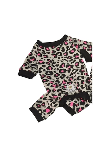 Miniş Pink Leopard Sweatshirt Küçük Irk Köpek Tulumu