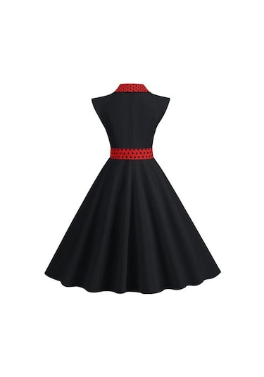 Zarif Bayan Elbise Nokta Baskılı Yaka Yaka Yay Üzerinde Bel Tatlı Tarzı Rahat Parti Elbise Kolsuz Sıkı Bel Ince Orta Uzunlukta Elbise Kadın Sarı