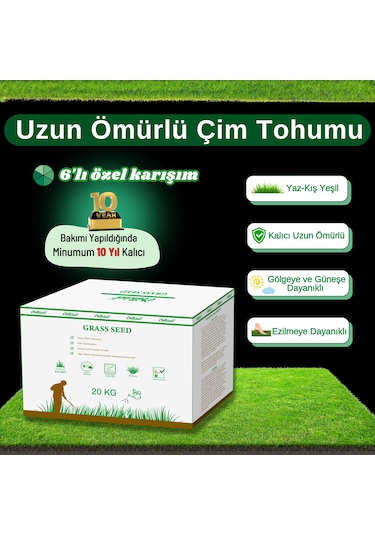 Ebitkisel Çok Yıllık Çim Tohumu 20 Kg Uzun Ömürlü 6'lı Karışım