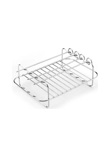 Shineyee Stoksel Çift Katlı Çelik Kebab Izgarası: Yüksek Sıcaklığa Dayanıklı, Yemek İle Direkt Temaslı, Multifonksiyonel Hava Fritöz Aksesuarı