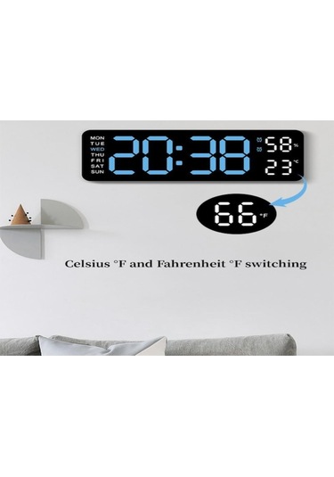 Teltree 9 İnç Büyük Sayıklı Duvar Saati - Sıcaklık, Nem, Hafta Günü Gösterici, Otomatik Işık Regülasyonlu Led Dijital Alarm Saat Kırmızı - Siyah