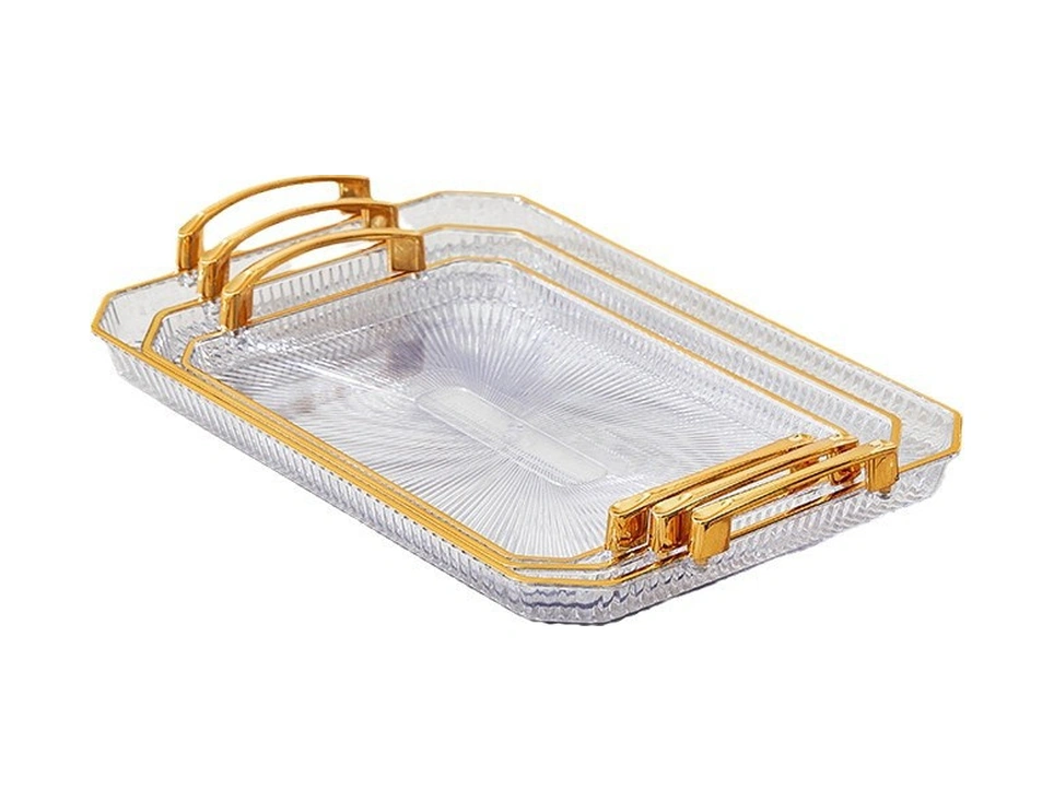 Qingmipy Gümüş Altın Kaplama Çok Amaçlı Servis Tabağı - Meyve, Çay, Pastane, Kek Tepsi Ve Aksesuar Tutucu - Büyük Boy 40.7x27.6x5.5 Cm