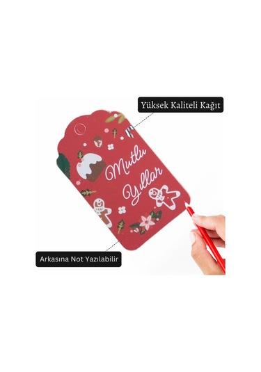 Yılbaşı Mutlu Yıllar Yazılı Hediye Etiketi, Yeniyıl Paketleme Kar