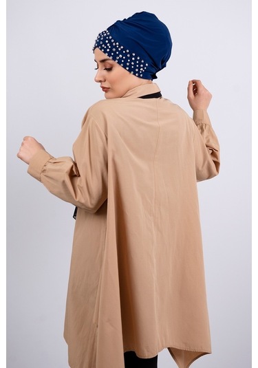 Lacivert Pratik Hazır Geçmeli Tesettür Bone Sandy Kumaş Taşlı 145 Lacivert