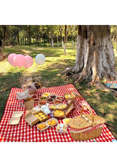 Xiaaokeji Kapaklı Ve Saplı Country Tarzı Hasır Piknik Sepeti Sepet Diğer