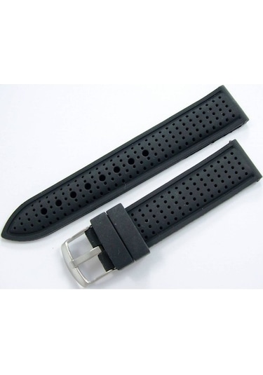 Siyah 20Mm Silikon Spor Saat Kordonu Slikon Saat Kayışı Medium Bo