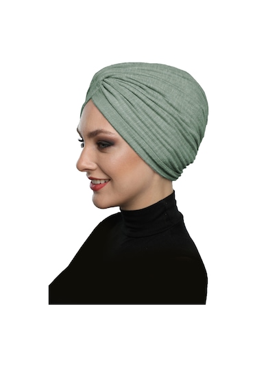 Çapraz Penye Astarlı Su Yeşili Hazır Türban Tesettür Havuz Bonesi Su Yeşili