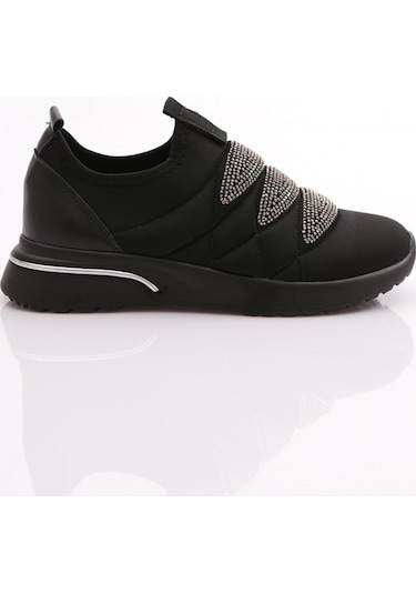Dgn 222 Kadin Kalin Taban Baklava Desenli Sneaker Ayakkabi 222-2494-R11318 Siyah