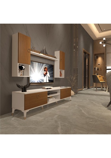 Decoraktiv Eko 5da Mdf Dvd Gold Tv Ünitesi Tv Sehpası Beyaz - Ceviz
