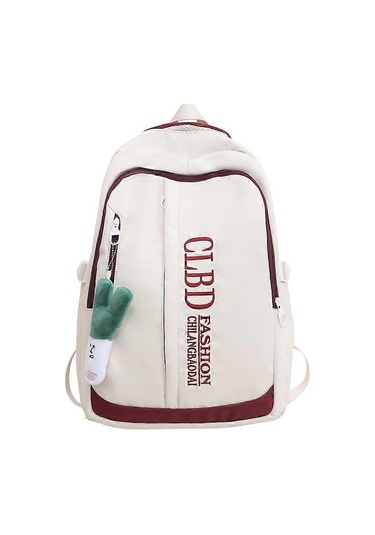 Ganzhoushop Yüksek Değerli Okul Çantası Instagram Kore Tarzı Sırt Çantası Erkek Büyük Kapasiteli Kampüs Ortaokul Lise Sırt Çantası Kore Tarzı Basit Okul Çantası Krem-beyaz Çok Renkli