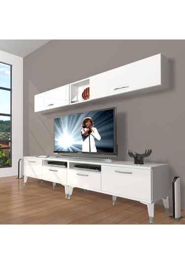 Decoraktiv Eko 5200 Mdf Silver Tv Ünitesi Tv Sehpası Beyaz