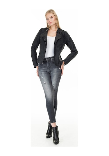 Only Bayan Deri Ceket 15102997- Siyah