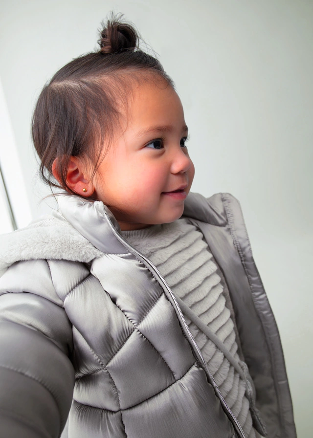 Mayoral 2436-53 Kız Bebe Gri Uzun Mont Gri